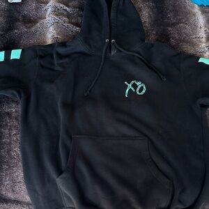 Black Hoodie with Teal Accents